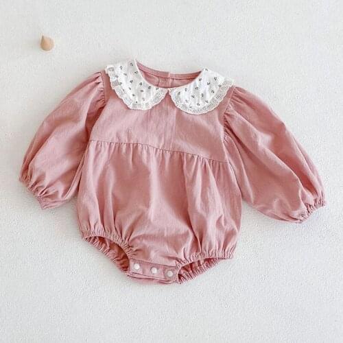 Spring Kids Baby Girl Long Sleeve Pure Color Rompers Autumn Newborn Infant Baby Girl Rompers Baby Girl Clothes Rompers