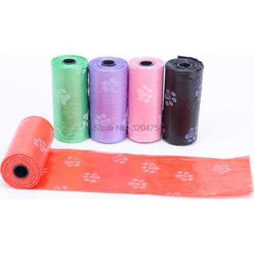 DHL 1000 set practical 15pcs/set Degradable Pet Dog Waste Poop Bag With Printing Doggy Bag Pet Waste Clean Poop Bags