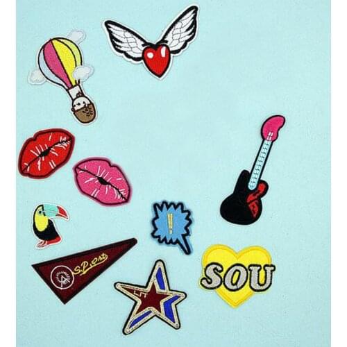 Flamingo Mouth Eye Patches Cap Shoe Iron On Embroidered Appliques DIY Apparel Accessories Patch For Clothing Fabric Badges BU16