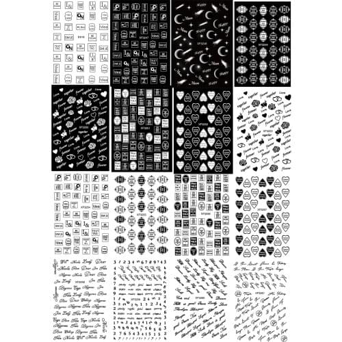 CHNRMJL 16Styles/Pack 3D Holo Alphabet Number Sticker Holografic Wraps Adhesive Water Sticker Decals DIY Nails Art Decoration