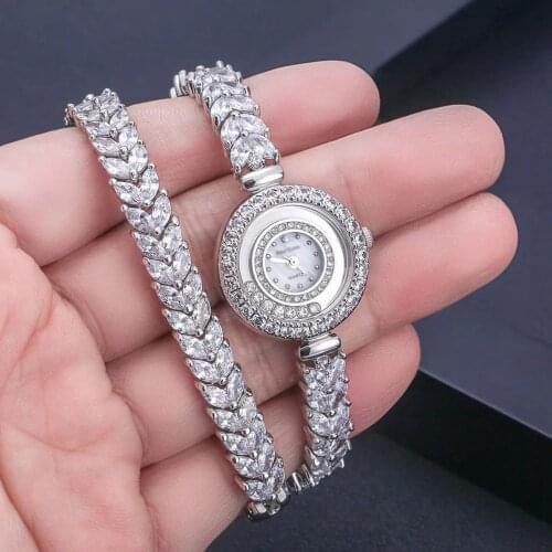 Good Qualtiy AAA Zircon Elements Leaf Austrian Crystal Bracelet Watch for Wedding Party Fashion Jewelry Made with Wholesale