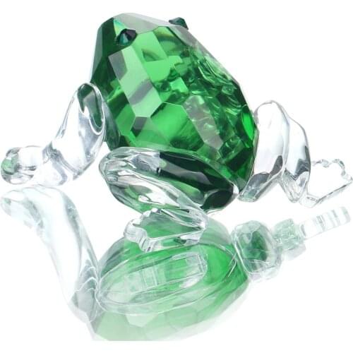 H&D Small Crystal Frog Paperweight Collection Miniature Craft Home Table Decoration Creative Xmas Gift For Kids/friends (Green)