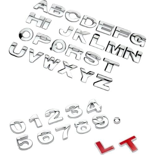 GISAEV 3D Metal Alphabet Silver Badge Chrome Silver Letters Automobiles Car Accessories Stickers Stickers Interior Stickers