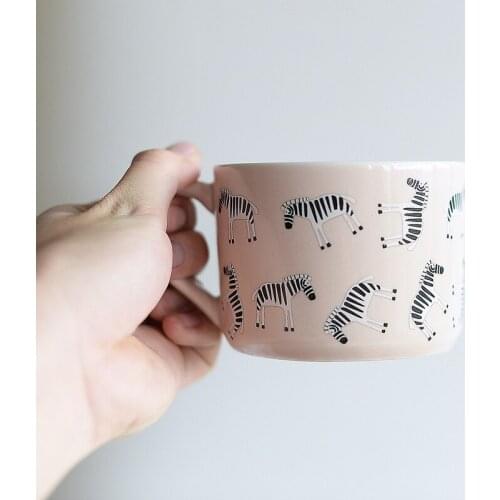 Cartoon animal coffee cup zebra polar bear giraffe ceramic cup milk breakfast cup Japanese creative simple lovely Mug