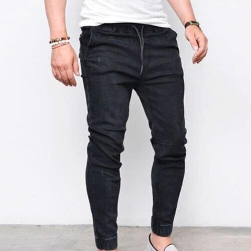 50%HOTPlus Size Men Jogger Skinny Pants Elastic Waist Pencil Jeans Denim Trousers