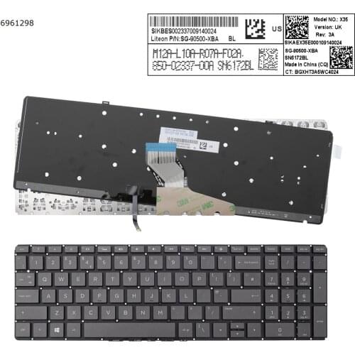 UK New Keyboard for HP Spectre X360 15-CH 15-CH000 Series 852-44709-00A SN6172BL SG-90500-XBA Laptop Gray with Backlit NO Frame