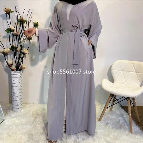 Solid Open Kaftan Dubai Abaya Turkey Kimono Cardigan Robe Muslim Hijab Dress Ramadan Abayas For Women Caftan Islamic Clothing