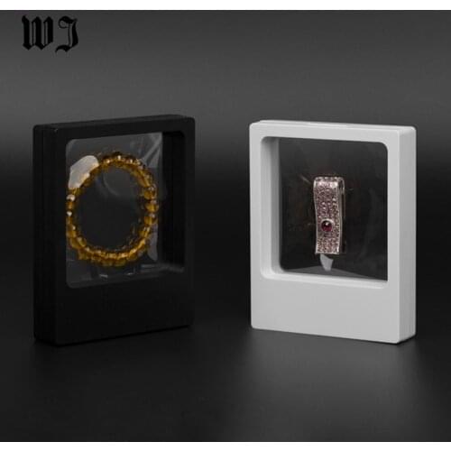 Recloseable PET Membrane Window Counter Diamond Ring Stand Holder Jewelry Bracelet Display Case Anklet Storage Box 9*11cm