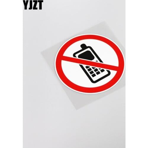 YJZT 12.8CM*12.8CM Warning Prohibit Phoning Symbol Fun PVC Reflective Decal Car Sticker 13-0107