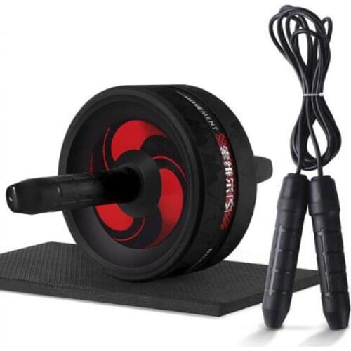 2 in 1 No Noise Abdominal Wheel Ab Roller with Mat and Jump Rope for Home Arm Waist Leg Exercise Gym Fitness Equipment