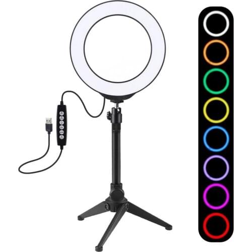 4.7/6.2 Inch RGBW Dimmable LED Selfie Ring Light Youtube Video Live Broadcast Photo Studio Vlogging Light & Desktop Stand Holder