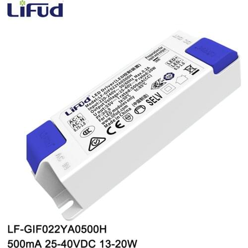 Lifud Flicker free LED Driver 500mA 25-40V 13-20W LF-GIF022YA0500H LED Lighting Power Supply Transformer Indoor LED Light Driver