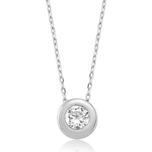Tevuli 925 Sterling Silver Single Cubic Zirconia Women Necklace