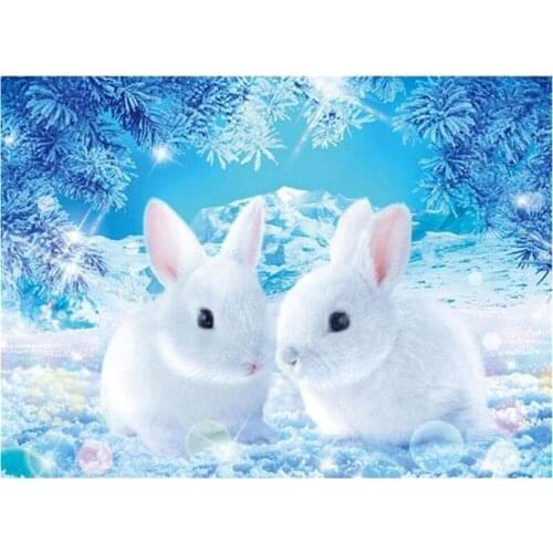 Animal Rabbit DIY 11CT Cross Stitch Embroidery Kits Craft Needlework Set Cotton Thread Printed Canvas Home Decoration Room