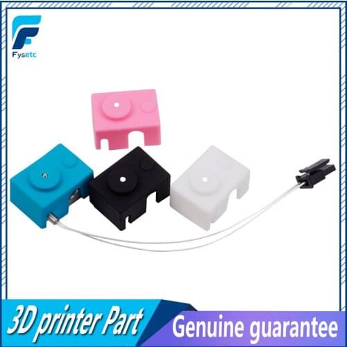 V6 Heater Block Kit + PT100 Temperature Sensor Upgrade Kit 3D Printer Hotend Kit + Colorful Silicone Sock