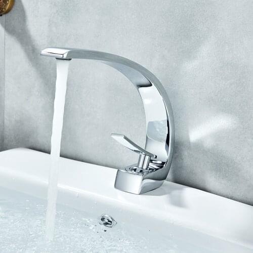 Vidric Chrome Orange Basin Faucets Modern Bathroom Mixer Tap Brass Washbasin Faucet Single Handle Single Hole Elegant Crane Tap
