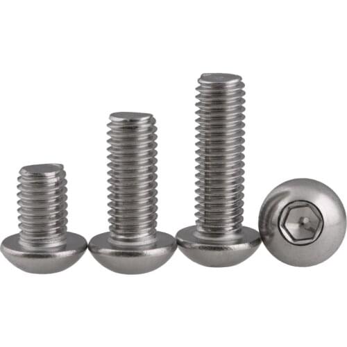 316 Stainless Steel Round Head Hexagonal Socket Machine Screws Pan Head Hex Socket Bolt M3M4M5M6 10PCS