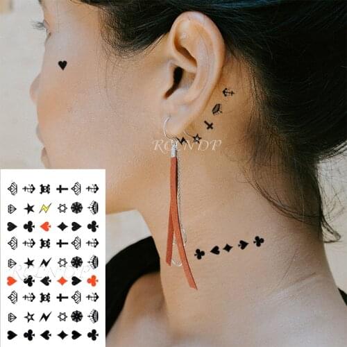 Waterproof Temporary Tattoo Sticker Cross Love Heart Diamond Lighting Small Art Tatto Flash Tatoo Fake Tattoos for Men Women