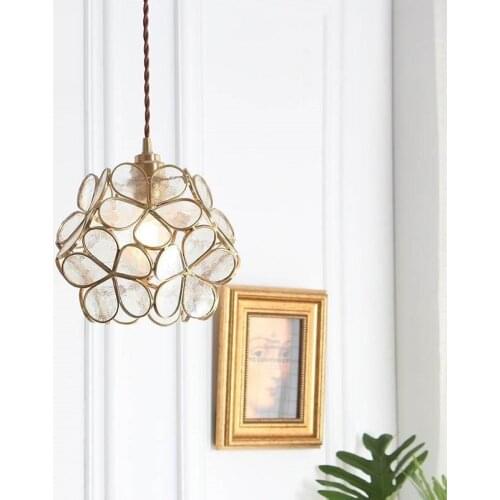 Japanese glass pendant lamp warm bedroom bedside restaurant porch corridor North Europe ins flower pendant lights