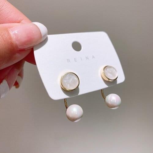 Zeojrlly Metal Trendy Geometric Women Dangle Earrings Korean Earrings French Pearl New Fashion Female Elegant Jewelry