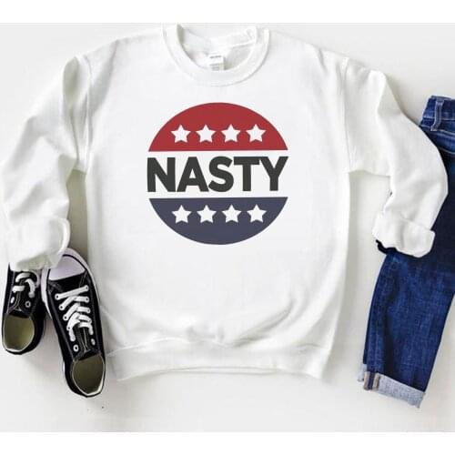 Nasty Woman Sweatshirt Womens Rights Kamala Harris Crewneck Pullovers Feminist Girl Power Hoodies Casual Tops