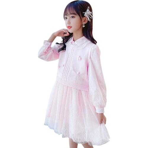 Teen Girls Clothing Vest + Dress Tracksuits For Girls Casual Children Clothes Girl Spring Autumn Childrens Tracksuits
