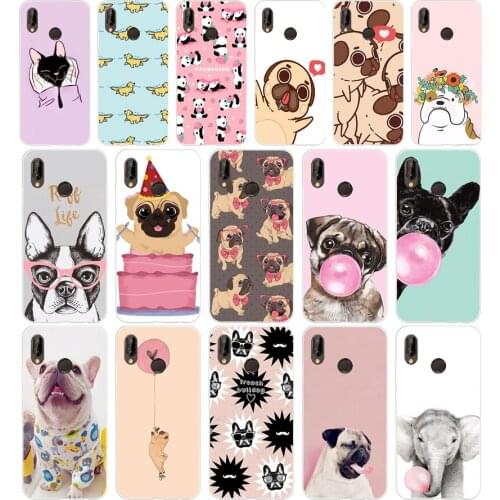 106AA Pug French Bulldog Silicone TPU Protective Cover Phone Case On For Huawei P20 30 Pro Lite Case Soft