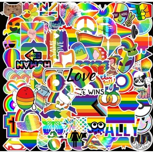 10/50/100PCS Lesbian Gay Colorful Rainbow Graffiti Stickers Aesthetic Laptop Guitar Phone Waterproof Decal Sticker Packs Kid Toy