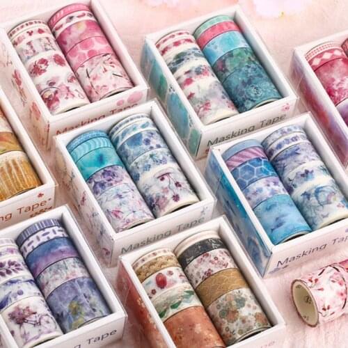 10 Pcs/Box Tape Fantasy Ocean Beautiful Flowers Plants DIY Decoration for Scrapbooking Masking Adhesive Sticker Label Stationery