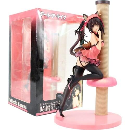 24cm Anime Tokisaki Kurumi Cat Ear Statue 1/7 Scale Painted Figure PVC Model Toys