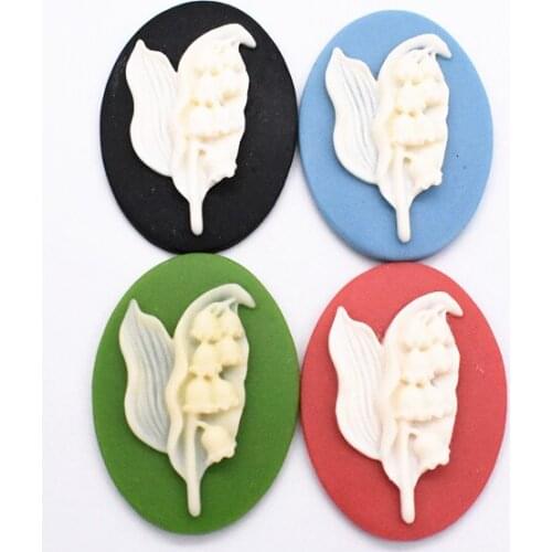 4pcs 30x40mm New Fashion MIxed Flower Resin Cabochons Pattern Jewelry Accessories Supplies