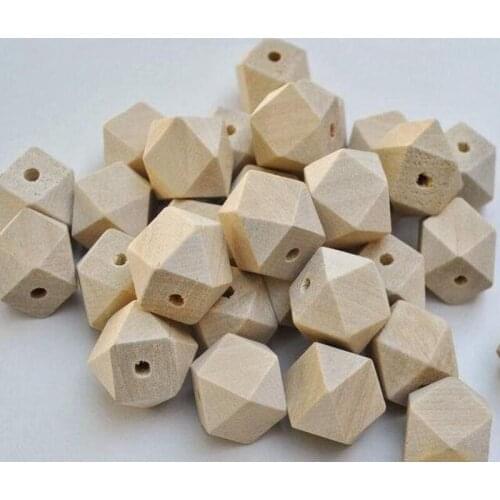50pcs/lot Organic Unfinished Geometric Teether Wood Beads Baby Teether DIY Accessories Wooden Octagon Beads For Jewelry Making