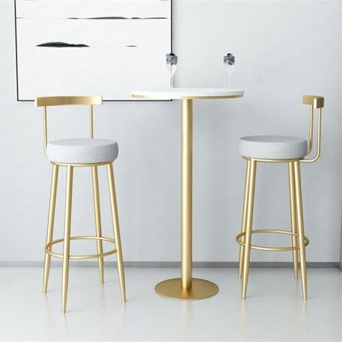Golden Nordic Bar Stools Cashier Stools Back Bar Stools Home Simple High Chair Fashion Casual Creative Dining Chair 65/75cm