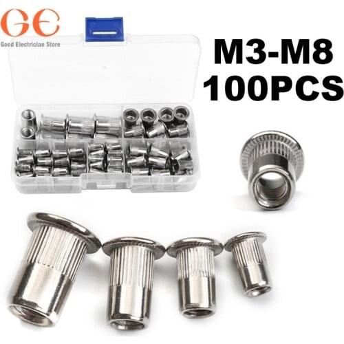 100PCS M3/M4/M5/M6/M8 Manual Threaded Nut Rive Tool Stainless Steel Household Repair Tools bolts and nuts thread