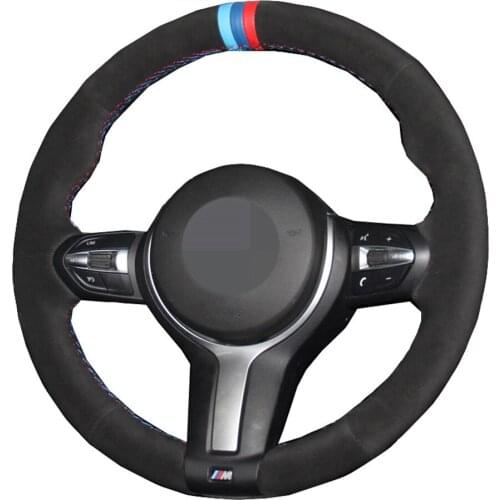 Black Suede Car Steering Wheel Cover for BMW F87 M2 F80 M3 M4 F82 M5 F12 F13 M6 F85 X5 M F86 X6 M F33 F30 M
