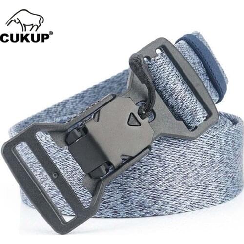 CUKUP 2019 New Arrival Good Quality Nylon Belts without Metal Security Hard Plastic Hook Style Buckle Casual Belt 3.8cm CBCK142