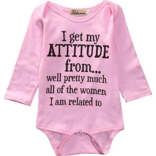 Autumn Baby Rompers Newborn Infant Baby Girls Long Sleeve Attitude Letters Print Cotton Romper Jumpsuit Playsuit Clothes Outfits