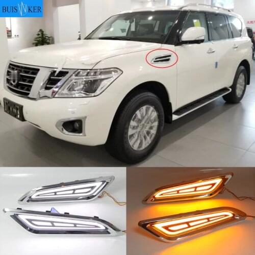 For Nissan Patrol Y62 Armada Accessories 2015 2016 2017 2018 2019 LED DRL Flowing Turning Light Signal Lamp Side Vents Sticker