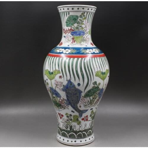 Antique MingDynasty porcelain vase,Multicolored Fish bottle,Hand-painted crafts,Decoration,collection &Adornment,Free shipping