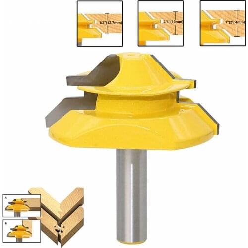 1 piece of 45-degree locking bevel router bit 6.35mm/8mm/12.7mm shank woodworking tenon milling cutter woodworking drill