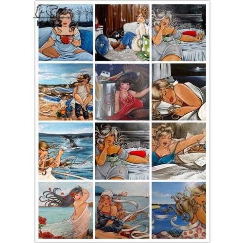 Busty Woman Diamond Painting Cartoon Embroidery Crossing Diy Art Color Painting Mosaic Art Gift Cross Stitch Home Decoration