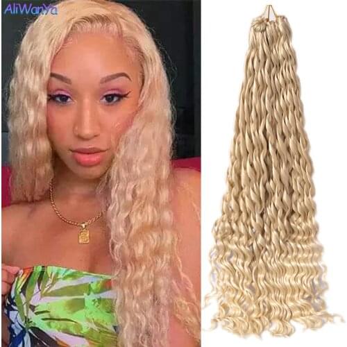 Curly Braids Loose Water Wave Braiding Hair Extensions Afro Curl Ombre Synthetic Natural Blonde Crochet Braids For White Women