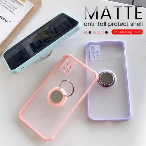 Matte Case For Samsung Galaxy A51 A71 A31 A41 A21S A21 A20 A30 A20S A11 Camera Shockproof Ring Stand Colorful Frame Cover Fundas