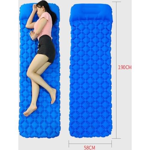Inflatable Cushion Self-inflated Outdoor Camp Air Mattress with Pillow Park Picnic Camping Mat Built-in Foot Air Pump Beanbag
