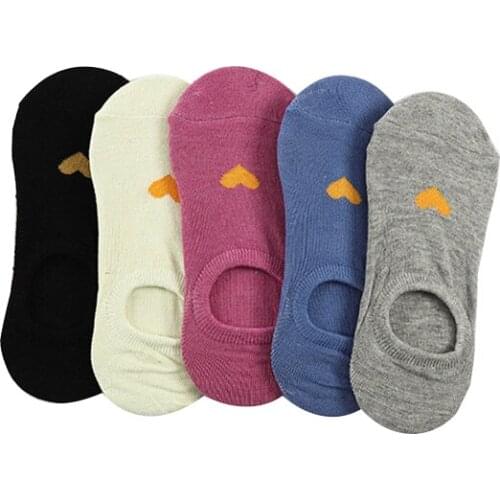 5 pairs Summer new style cotton Womens boat socks Love logo breathable solid color Womes socks wild casual Womens boat socks