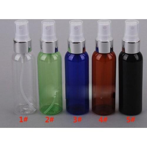 30ml 50ml 100ml 120ml Clear White Black Refillable Plastic Perfume Make Up Transparent Small Empty Spray Bottle with Silver Lid