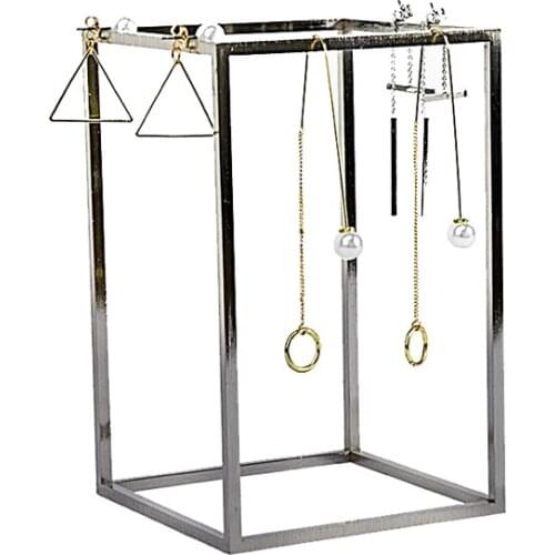 Silver Stainless Steel Jewelry Display Rack High-End Blue Velvet Jewelry Display Rack Window Display Props