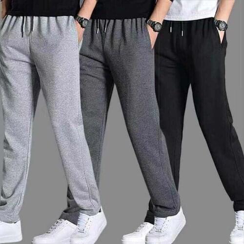 Mens Pants Cotton Solid Color Loose Elastic Sweatpants Casual Pant Trousers Jogging Knit Tracksuit Sports Pants 5XL Summer Hot