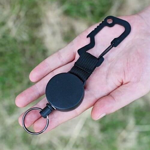 Outdoor Telescopic Keychain Reel Badge Holder Anti-drop High Strength Steel Wire Retractable Ribbon Buckle Elastic Carabiner v