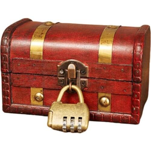 Vintage Wood Jewelry Storage Box Treasure Chest Makeup Organizer Case Home Decor